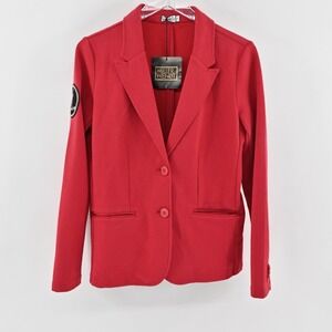 Miller‎ Wendt Womens Red Sloane Blazer Size S Capricorn Patch Button Jacket NEW